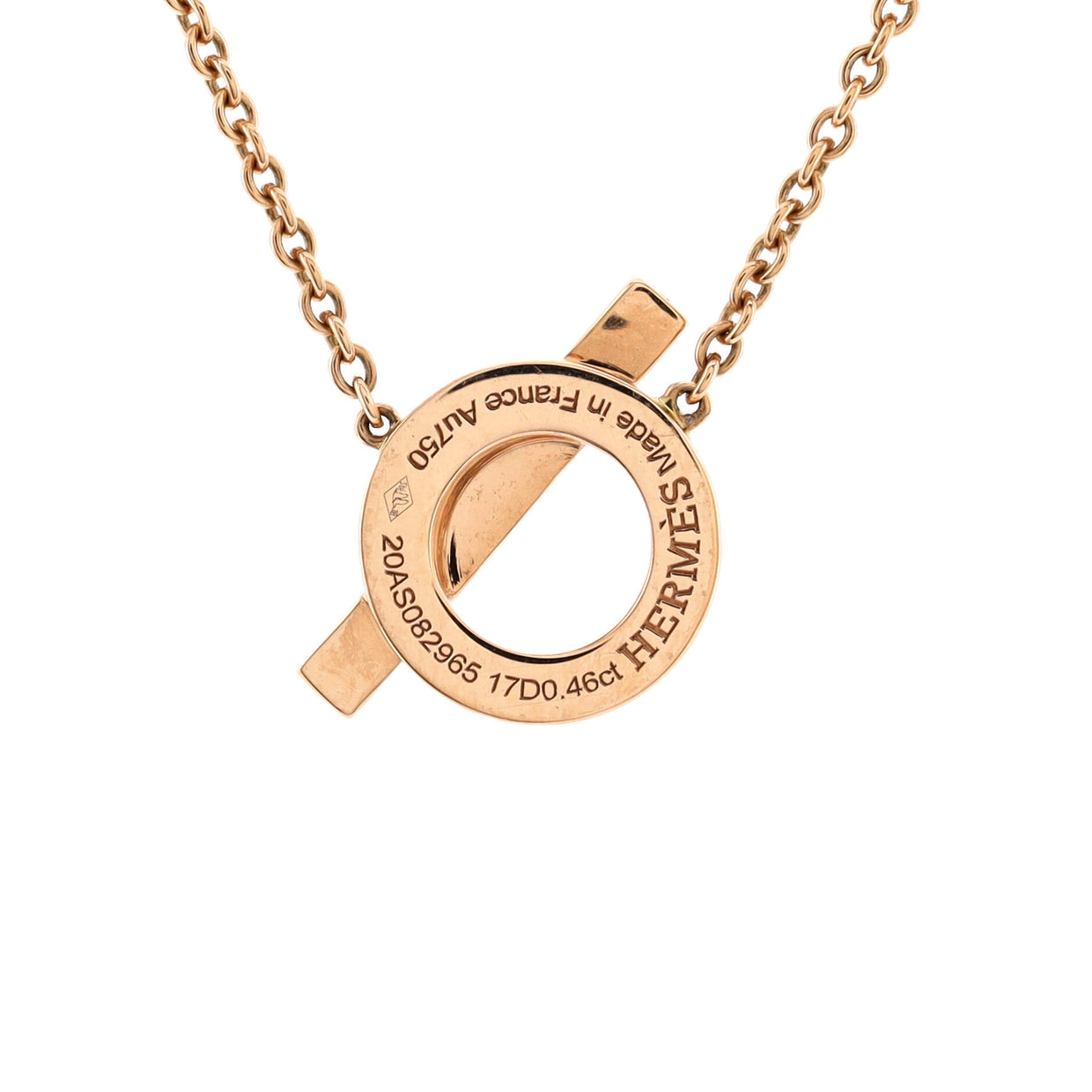 Hermes Finesse Pendant Necklace 18K Rose Gold and Diamonds Rose gold
