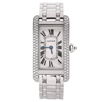 Cartier Tank Americaine Quartz Watch White Gold with Two Row Diamond Bezel 19