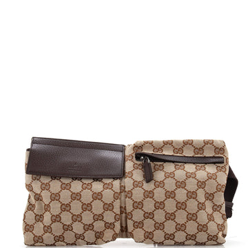 Gucci Vintage Double Belt Bag GG Canvas