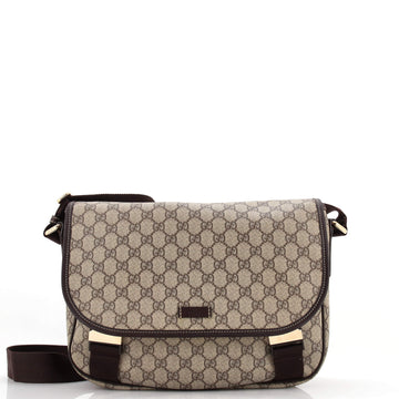 Gucci Double Buckle Messenger Bag GG Coated Canvas Medium