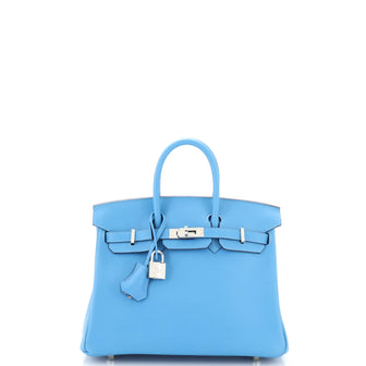 Hermes Birkin Handbag Blue Swift with Palladium Hardware 25