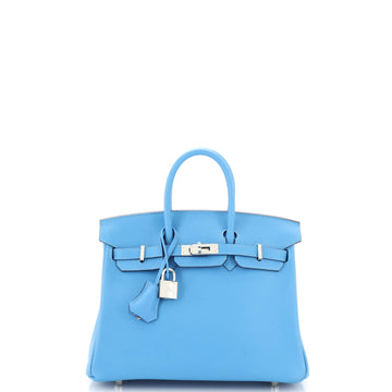 Hermes Birkin Handbag Blue Swift with Palladium Hardware 25