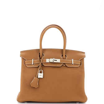 Hermes Birkin Handbag Brown Togo with Palladium Hardware 30