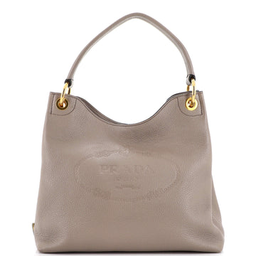 Prada Logo Hobo Embossed Vitello Daino Medium