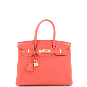 Hermes Birkin Handbag Red Togo with Gold Hardware 30
