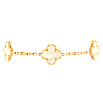 Van Cleef & Arpels Vintage Alhambra 5 Motifs Bracelet 18K Yellow Gold and Mother of Pearl
