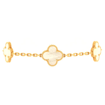 Van Cleef & Arpels Vintage Alhambra 5 Motifs Bracelet 18K Yellow Gold and Mother of Pearl