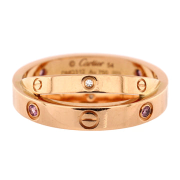 Cartier Love Double Ring 18K Rose Gold with Pink Sapphires and Diamonds