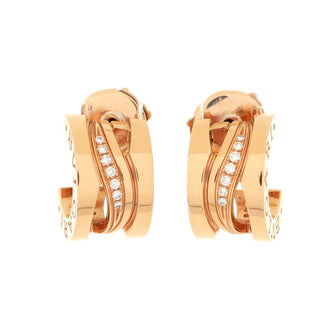 Bvlgari B.Zero1 Legend Hoop Earrings 18K Rose Gold and Diamonds Small
