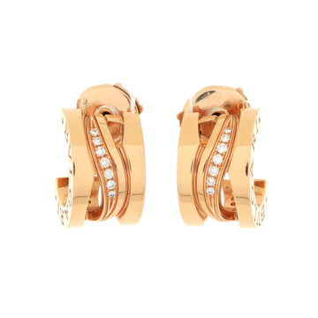 Bvlgari B.Zero1 Legend Hoop Earrings 18K Rose Gold and Diamonds Small