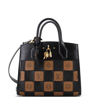 Louis Vuitton City Steamer Handbag Damier Tressage Reverse Monogram Canvas and Leather PM