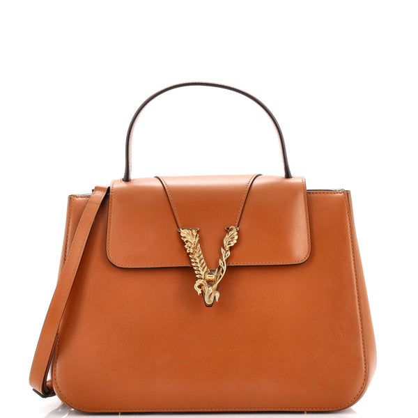 Versace Virtus Leather Top Handle Bag - Black Handle Bags, Handbags -  VES124118