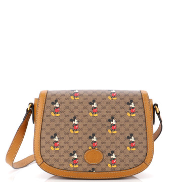 Gucci Disney Mickey Mouse Flap Shoulder Bag Printed Mini GG Coated Canvas Small