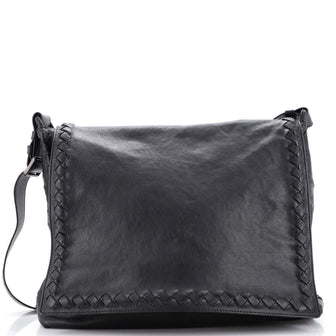 Bottega Veneta Full Flap Messenger Leather with Intrecciato Detail