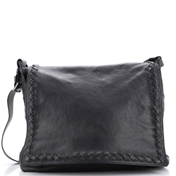 Bottega Veneta Full Flap Messenger Leather with Intrecciato Detail