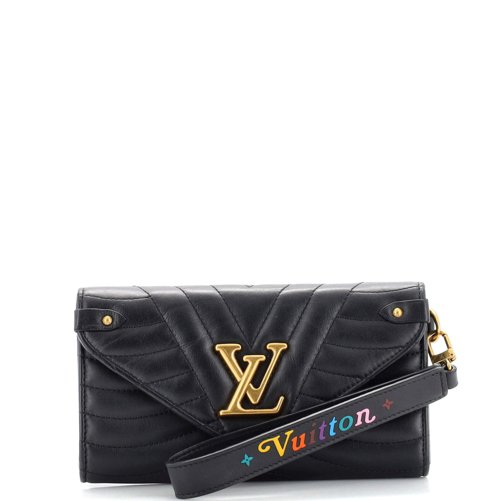Louis Vuitton New Wave Black Leather Wallet with Chain