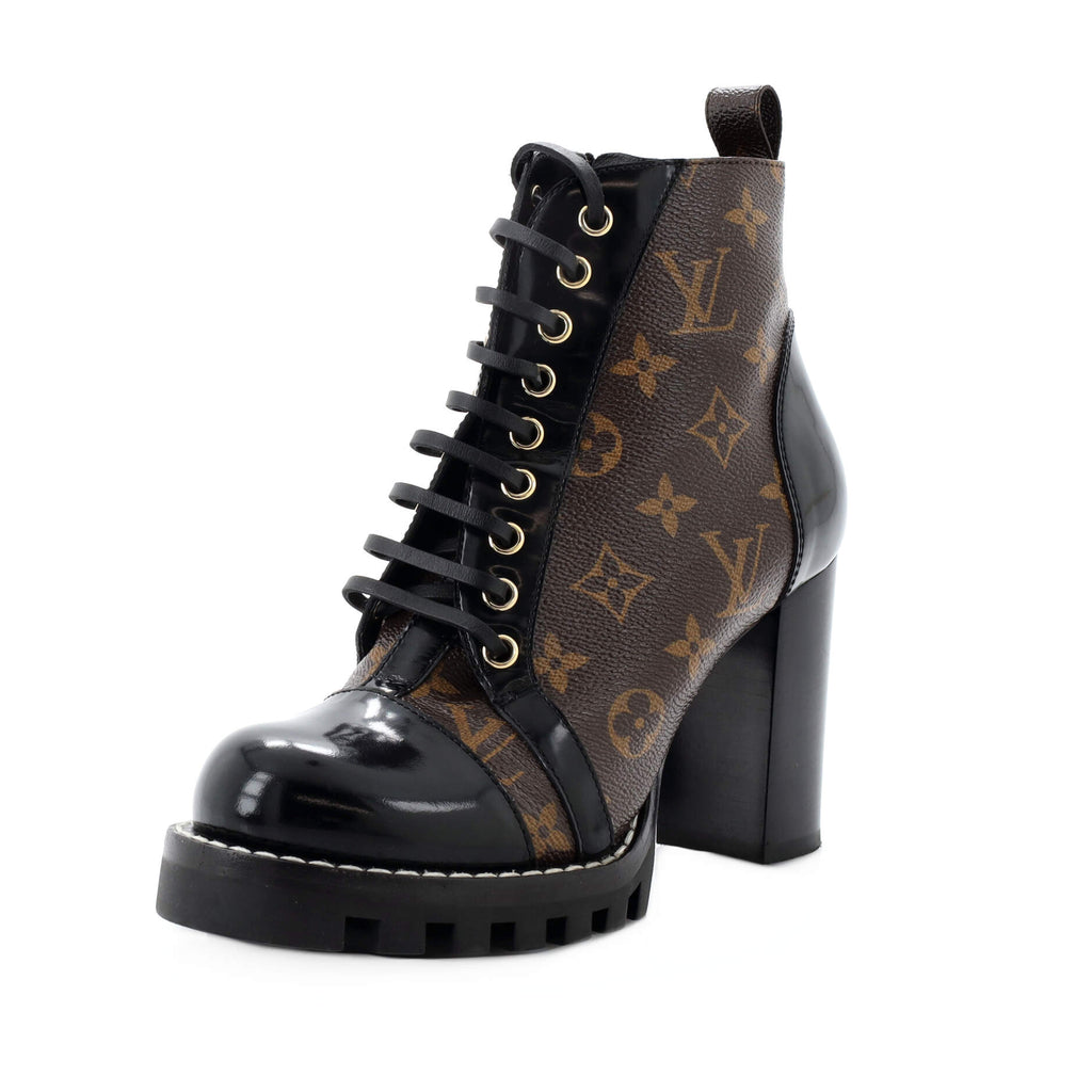Louis Vuitton Black/Brown Leather and Monogram Canvas Star Trail Ankle  Boots Size 40 Louis Vuitton