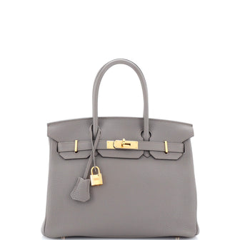 Hermes Birkin Handbag Grey Togo with Rose Gold Hardware 30