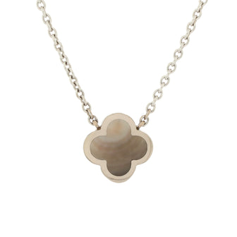 Van Cleef & Arpels Pure Alhambra Pendant Necklace 18K White Gold and Mother of Pearl