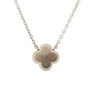 Van Cleef & Arpels Pure Alhambra Pendant Necklace 18K White Gold and Mother of Pearl