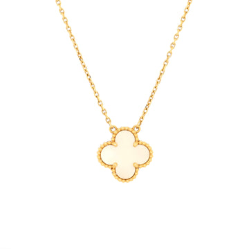 Van Cleef & Arpels Vintage Alhambra Pendant Necklace 18K Yellow Gold and Mother of Pearl