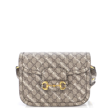 Gucci x Balenciaga The Hacker Project Horsebit 1955 Shoulder Bag GG Coated Canvas Small