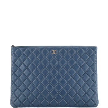 Chanel O Case Clutch Quilted Lambskin Large