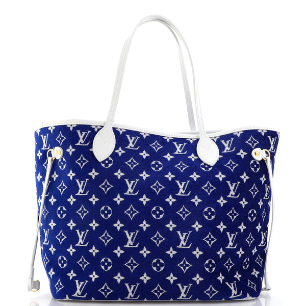 Louis+Vuitton+Neverfull+MM+Tote+Blue+Monogram+Jacquard+Velvet for sale  online