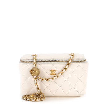 Chanel Pearl Crush Vanity Case with Chain Quilted Lambskin Small