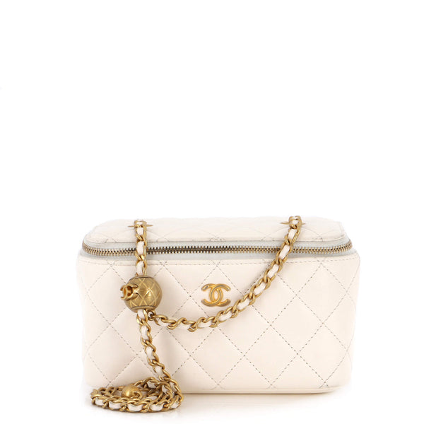 Chanel Pearl Crush Vanity Case with Chain Quilted Lambskin Small