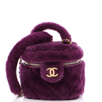 Chanel Coconing Top Handle Vanity Case with Chain Quilted Shearling Small