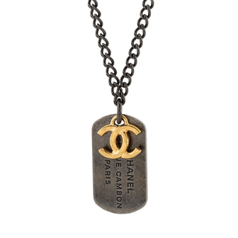Chanel CC Dog Tag Pendant Necklace Metal