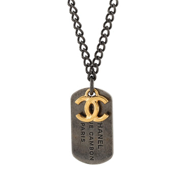 Chanel CC Dog Tag Pendant Necklace Metal