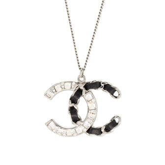 Chanel CC Pendant Necklace Metal with Crystals and Leather