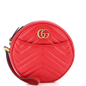 Gucci GG Marmont Round Wristlet Pouch Matelasse Leather