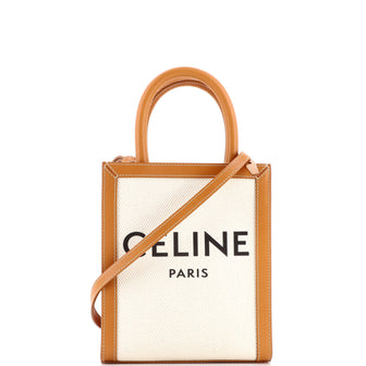 Celine Vertical Cabas Tote Canvas with Leather Mini