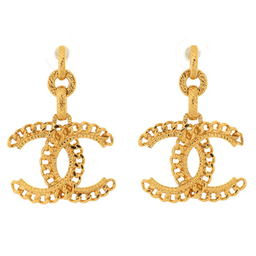 Chanel CC Runway Chain Dangle Earrings Metal