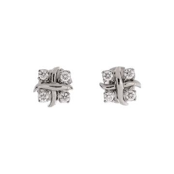 Tiffany & Co. Schlumberger Lynn Stud Earrings Platinum and Diamonds