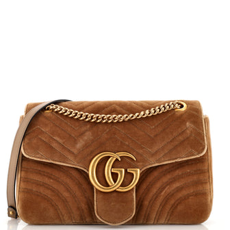 Gucci GG Marmont Flap Bag Matelasse Velvet Medium