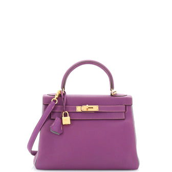 Hermes Kelly Handbag Bicolor Togo with Brushed Gold Hardware 28