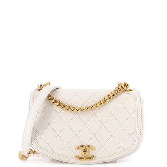 Chanel Underline Saddle Flap Bag Quilted Calfskin Small