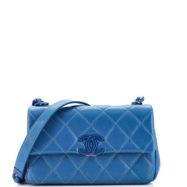 Chanel My Everything Flap Bag Quilted Caviar Small Blue 21197256
