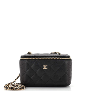 Chanel Classic Vanity Case with Chain Quilted Caviar Small