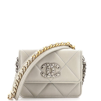 Chanel 19 Flap Coin Purse Belt Bag Quilted Lambskin Green 21199111