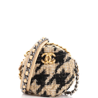 Chanel 19 Round Clutch with Chain and Coin Purse Quilted Tweed and Lambskin