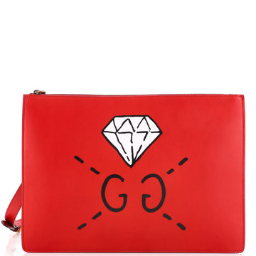 Gucci Zip Messenger Bag GucciGhost Leather Large