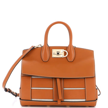 Salvatore Ferragamo Studio Satchel Leather with Canvas Small