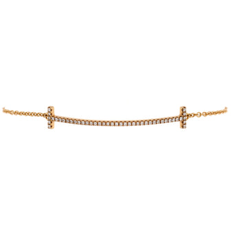 Tiffany & Co. T Smile Chain Bracelet 18K Rose Gold with Diamonds Medium