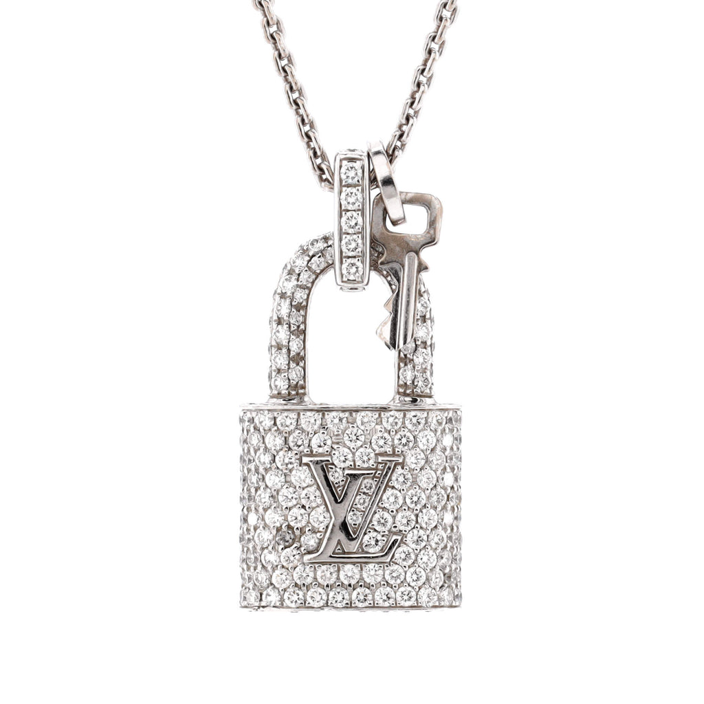Louis Vuitton Lockit Pendant Necklace 18K White Gold and Pave Diamonds  White gold 21199145