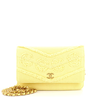 Chanel Coco Wallet on Chain Fringe Chevron Denim Yellow 2119915